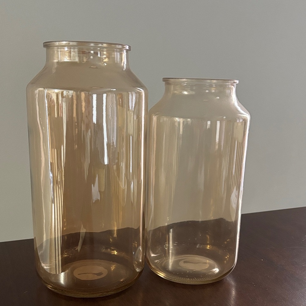 Elegant Glass Vase Set - Amber
